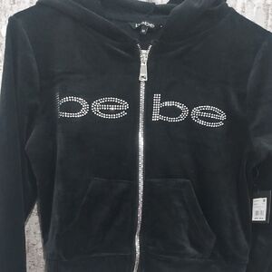 Bebe Black Velour Kids Hoodie
